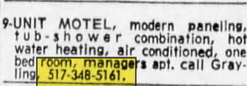Cedar Motel (Bennett Motel, Clarks Motel) - May 1969 For Sale
